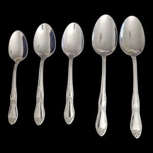 Oneida Deluxe Stainless Flatware Lot 5 Pc Teaspoon Tbsp Serving Spoon